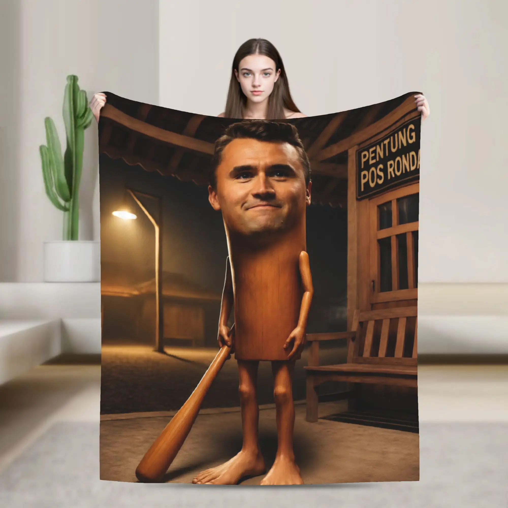 Charlie Kirk Funny Meme  Blanket Multiple Sizes Warm Cozy Fluffy  Throw Blankets for Couch Sofa and Bed