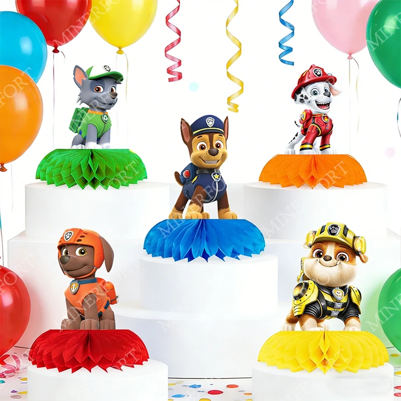 

Paw Patrol Theme Honeycomb Anime Dog Desktop Decoration Jungle Table Toppers Kids for Baby Shower Birthday Party Supplies Gifts