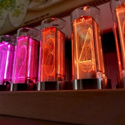Vintage Nixie Tube Clock Wood RGB Diy Kit in18 Led Digital Desk Glow Tube Clocks Wood Gas Discharge Clock Desk Watch Cyberpunk