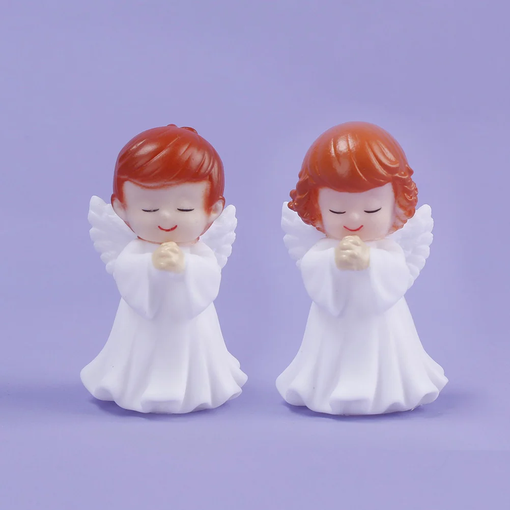 

4 Pcs Praying Angel Figurines Kawaii Birthday Cake Decorations Vinyl Girl Toy Adorable Home Desk Aesthetic Mini Statues