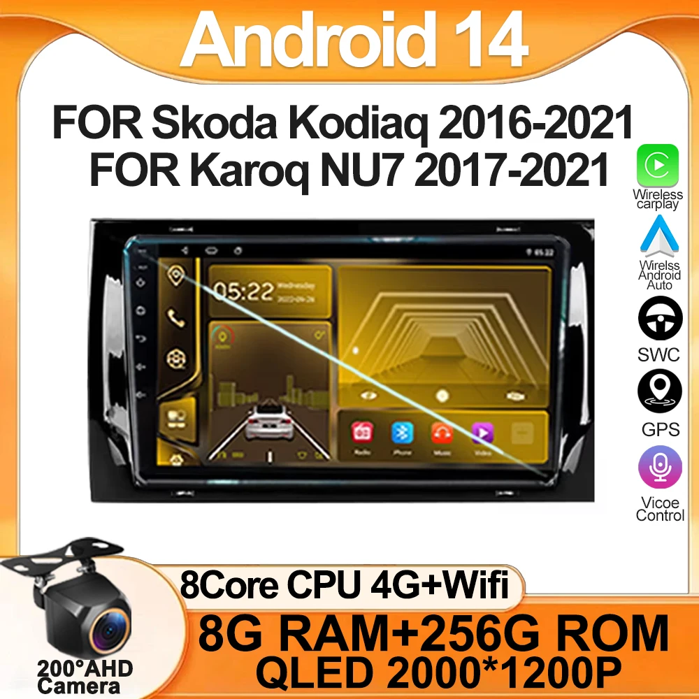

FOR Skoda Kodiaq 2016-2021 FOR Karoq NU7 2017-2021 Android Multimedia Radio NO 2DIN Stereo Car Player GPS Navigation DVD WIFI