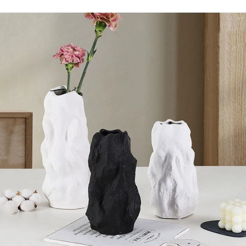 

Imitation Stone Ceramic Vase Irregular Rock Shape Flower Pots Decorative Arrangement Desk Decoration Crafts Floral Vases