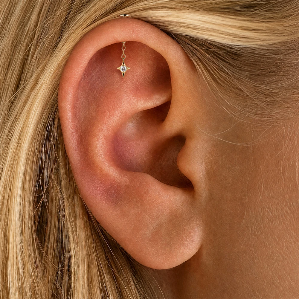 AIDE Pendiente de cadena en es - Tragus Flat Back reseña y precio
