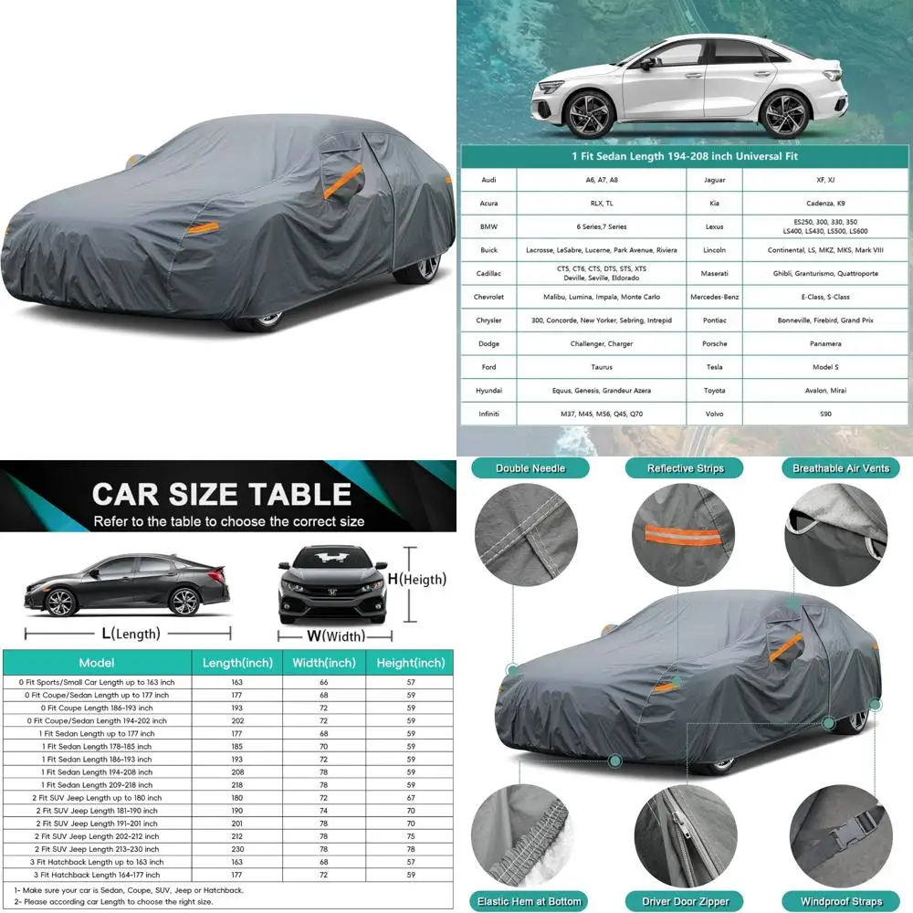 غطاء سيارة عالمي مقاوم للماء وشديد التحمل لحماية جميع الأحوال الجوية، مناسب لسيارات السيدان ونماذج مختلفة بما في ذلك ES350، Mo #1