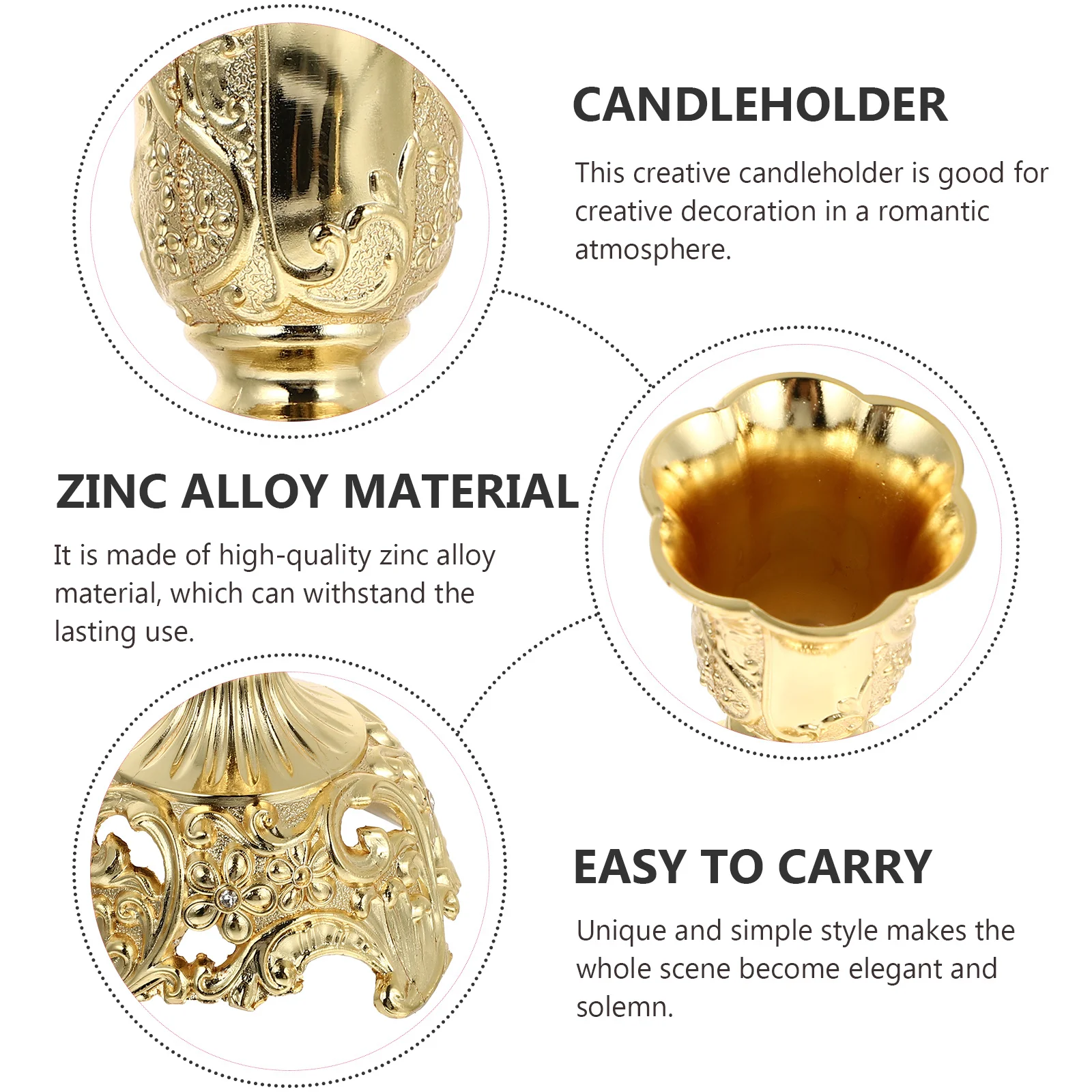 

2pcs European Style Zinc Alloy Candleholder Vintage Stand For Home Decor Wedding Party Gift Decorative