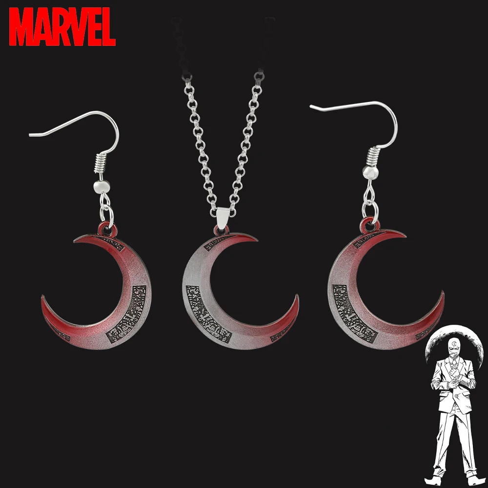 Marvel Superheroes Moon Knight Earrings Avengers Marc Spector Cosplay Necklace for Women Party Jewelry Gift