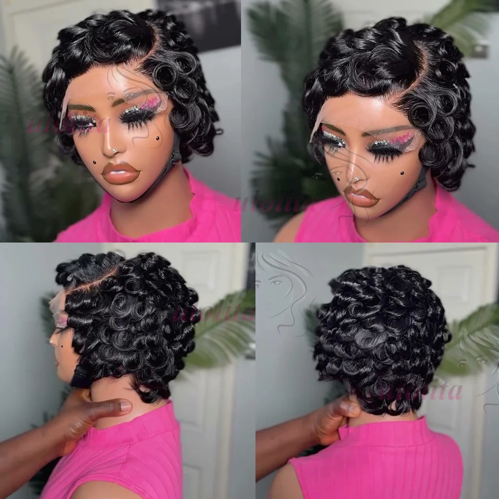 Chioma Lockige Pixie-Cut-Perücke 13X4 HD Full Frontal Perücke Kurzer Bob Echthaarperücken für Frauen Kleberlos Sofort tragbar Kurze Choima Perücke – Detail 3