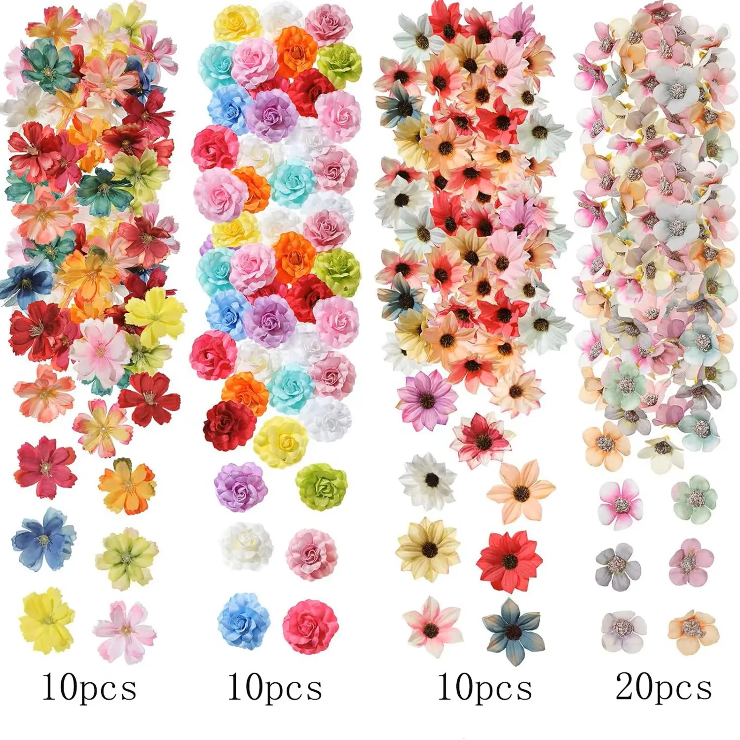 

20/50/70Pcs Artificial Flowers Silk Fake Flower for Home Decor Wedding Decoration DIY Party Supplies Wreath Craft Gift Accessory