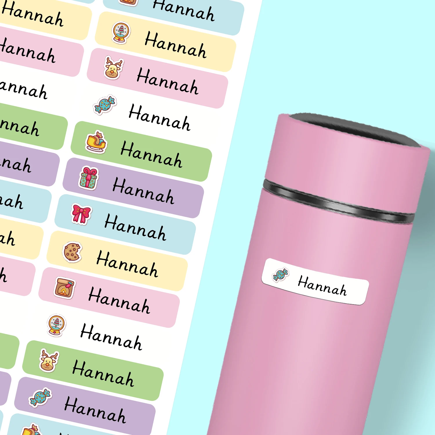 Personalized School Stickers Custom Delicious Food Name Labels For Kids Bottles Pens Cup Waterproof Removable Durable Stationery