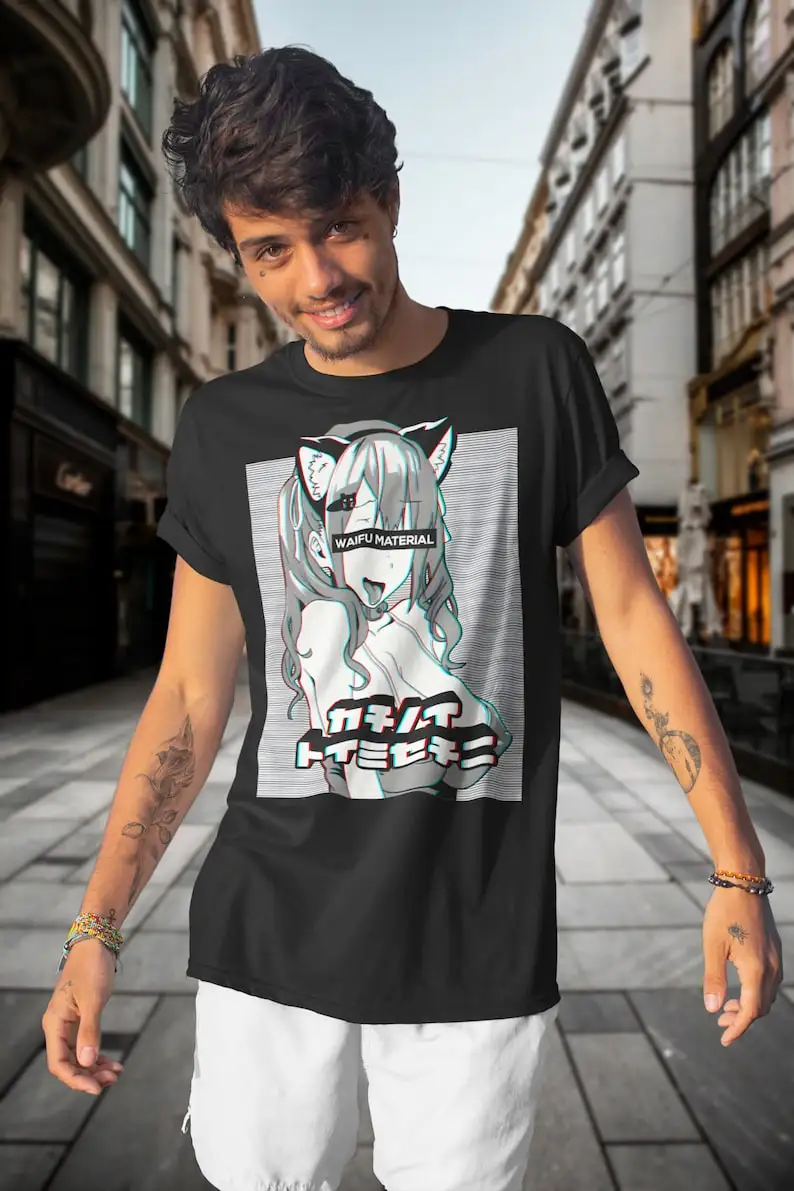 Cat Girl WaifuWaifu Material Unisex Graphic Tee, Waifu Shirt, Kawaii Tee, Anime Girl Shirt, Devil Girl, Cat Girl, UwU Girl