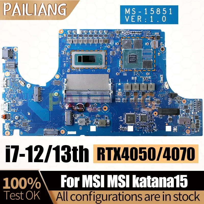 MS-15851 For MSI katana15 Notebook Mainboard I7-12650H I7-13620H