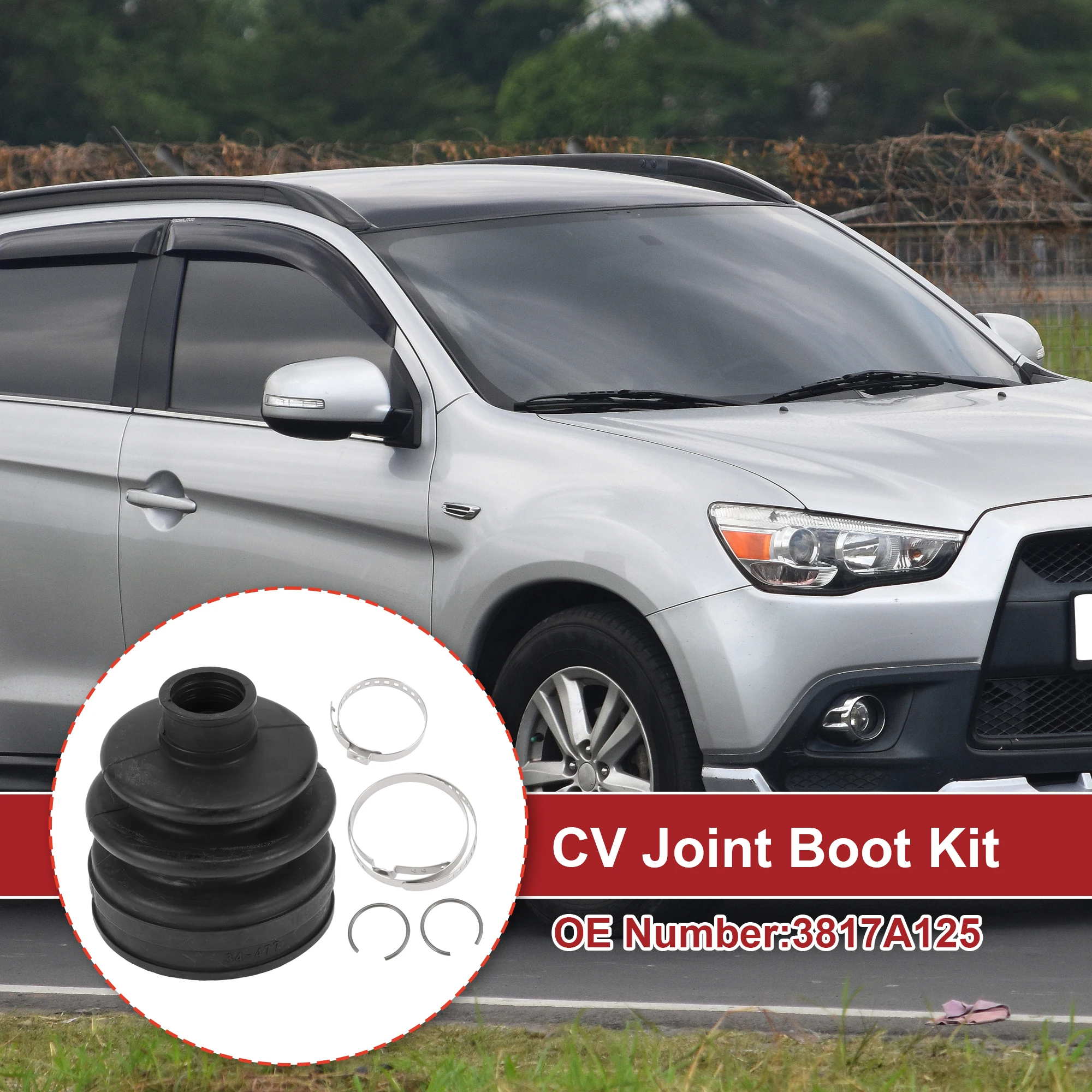 X Autohaux 1 Set CV Joint Boot Kit for Mitsubishi Outlander 2007-2020 Inner Constant Velocity Joint Boot W/ Clamps No.3817A125