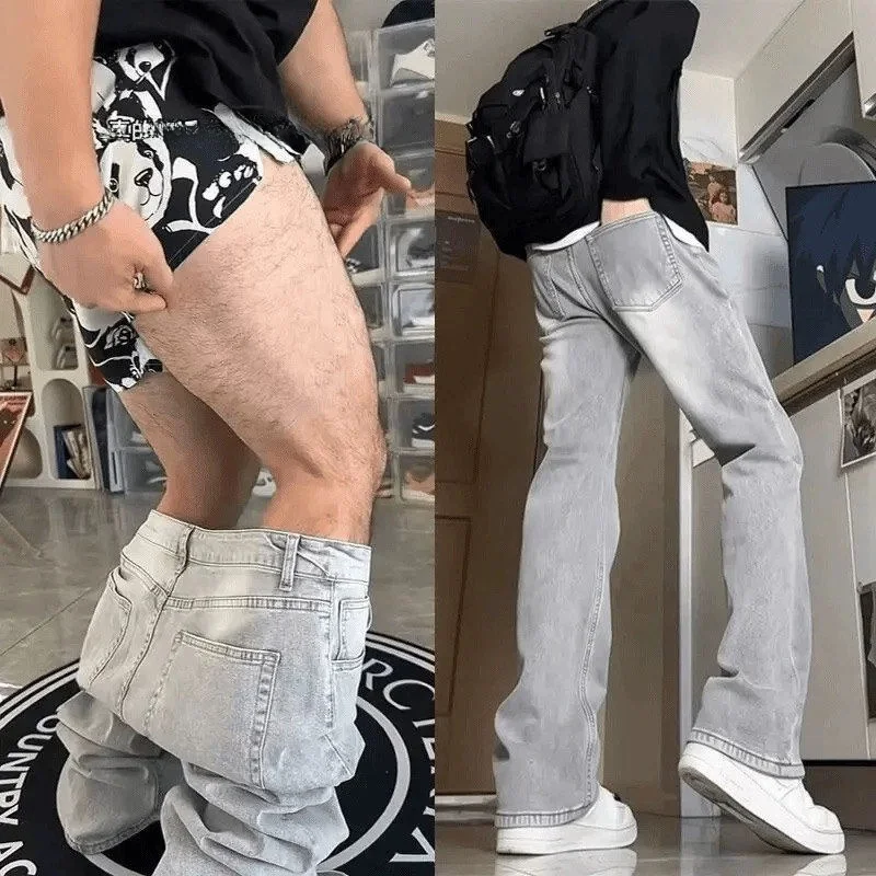 

American Sle e ey Knife Men's Jeans Elastic Straight Leg Slimming Flared Pants High Waist Youth Casual Jeans