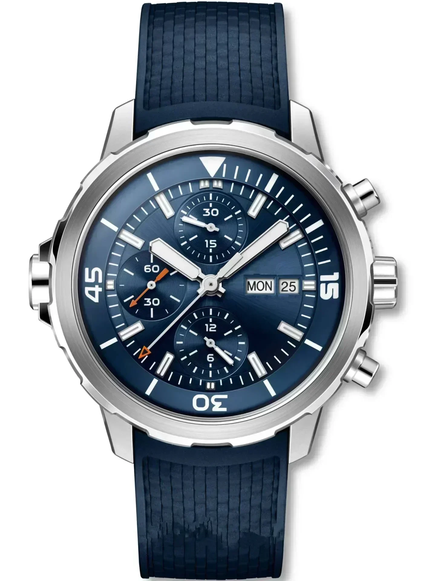 2025fashionNewMens كوارتز كرونوغراف VK63 ساعة Aquatimer خاص خارجي دوار الحافة أسود أزرق ساعات مطاطية مخصصة