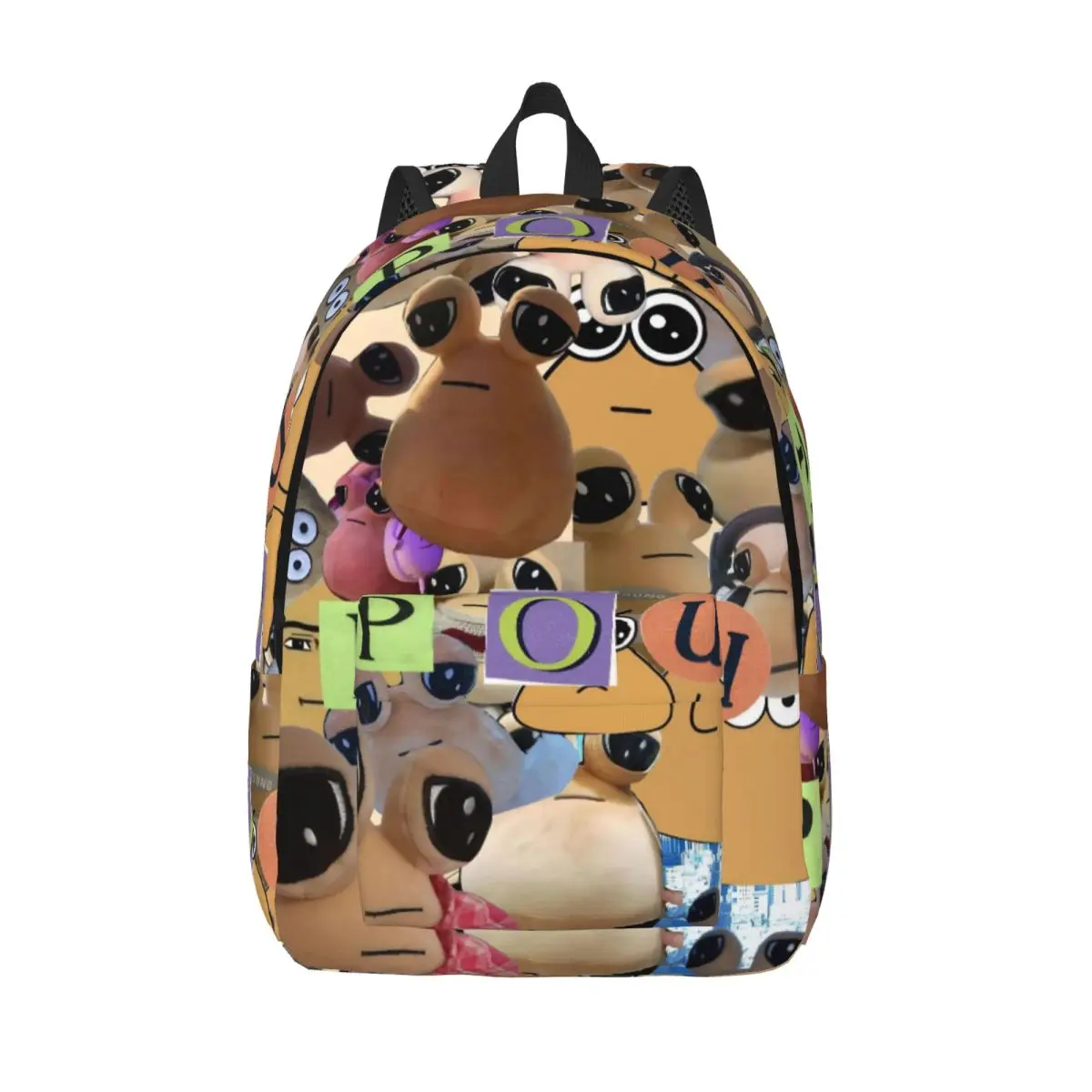 My Pet Alien Pou for Men Women Student School Bookbag Game Cartoon Daypack Elementary High College Hiking