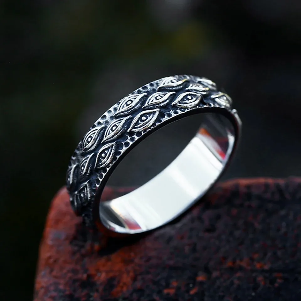 

Simple Vintage 316L Stainless Steel Demon Eyes Ring For Men Women Cool Fashion Biker Rings Party Amulet Jewelry Gifts Wholesale