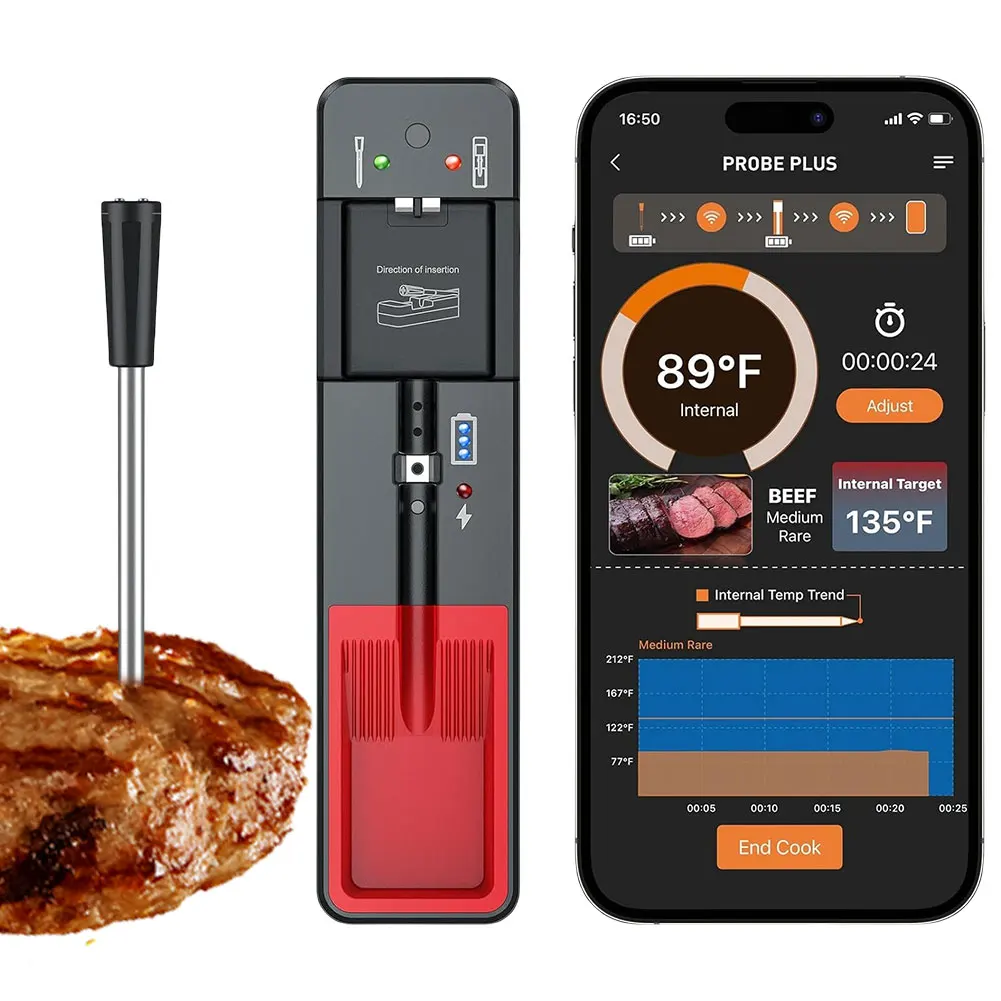 

Wireless Smart Meat Thermometer Ultra-Thin Probe Digital Food Thermometer Cooking Thermometer for BBQ Oven Grill & Smoker