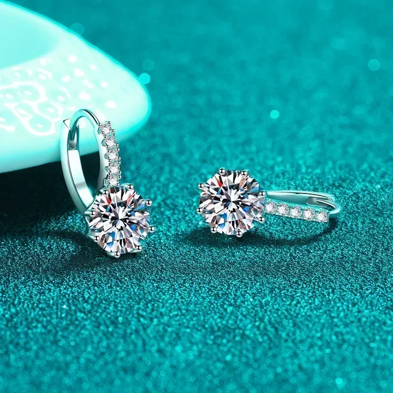 

Серьги-кольца с муассанитом 2 карата VVS1 для женщин, роскошные платиновые серьги PT950 с бриллиантовой огранкой, изысканные ювелирные изделия для свадьбы и семейных торжеств