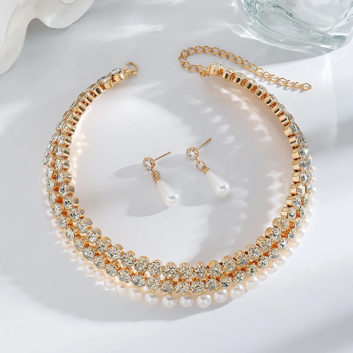 فاخر كامل الماس هندسية الزركون طوق سوار أقراط عصرية رائعة بسيطة حزمة قلادة