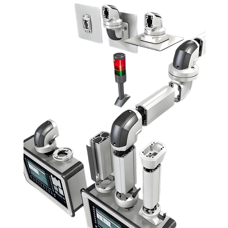 Compact HMI Support Arm System, Light Duty Aluminum Control Box Bracket for Small CNC Machine, JDF 5065 Adjustable Monitor Mount