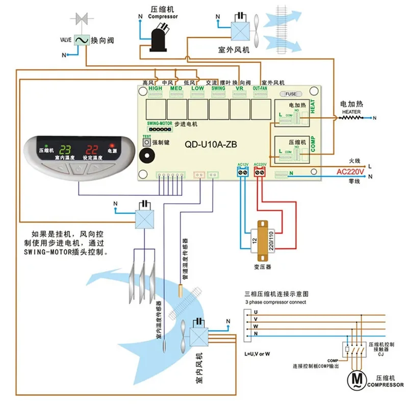 QD-U10A Universal Air Conditioning Control System (Cabinet Specific) QD-U10A+ Air Conditioner Parts Repair Toolsl