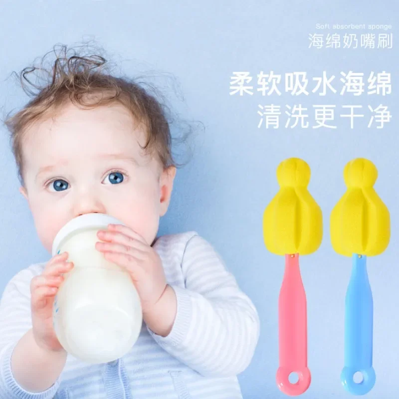 Baby Bottle Pacifier Sponge Brush Cleaning Brush Wide Mouth Universal Pacifier Brush Long Shank Design High Density Sponge