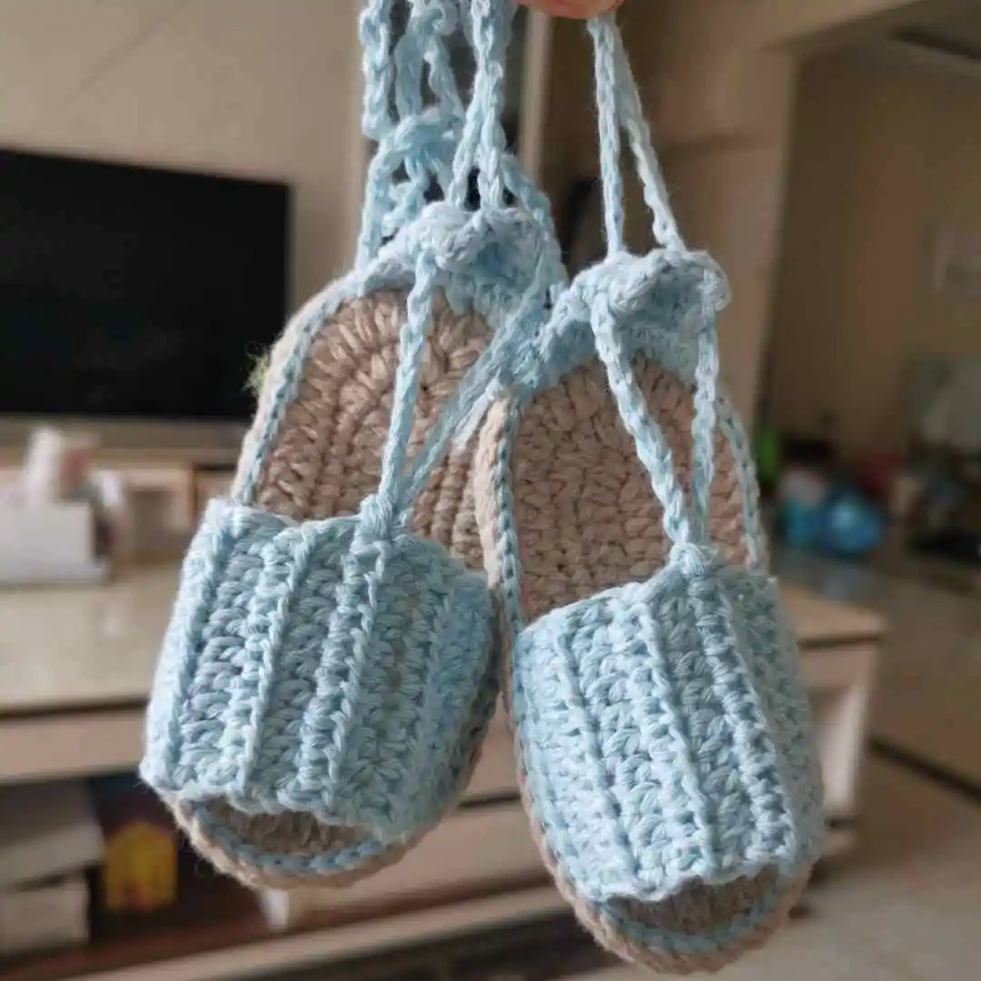 QYFLYXUESimple Baby Soft Bottom Lace, Toddler Shoes, Sandals, Double Bottom, Hand-made Wool Woven Shoes.