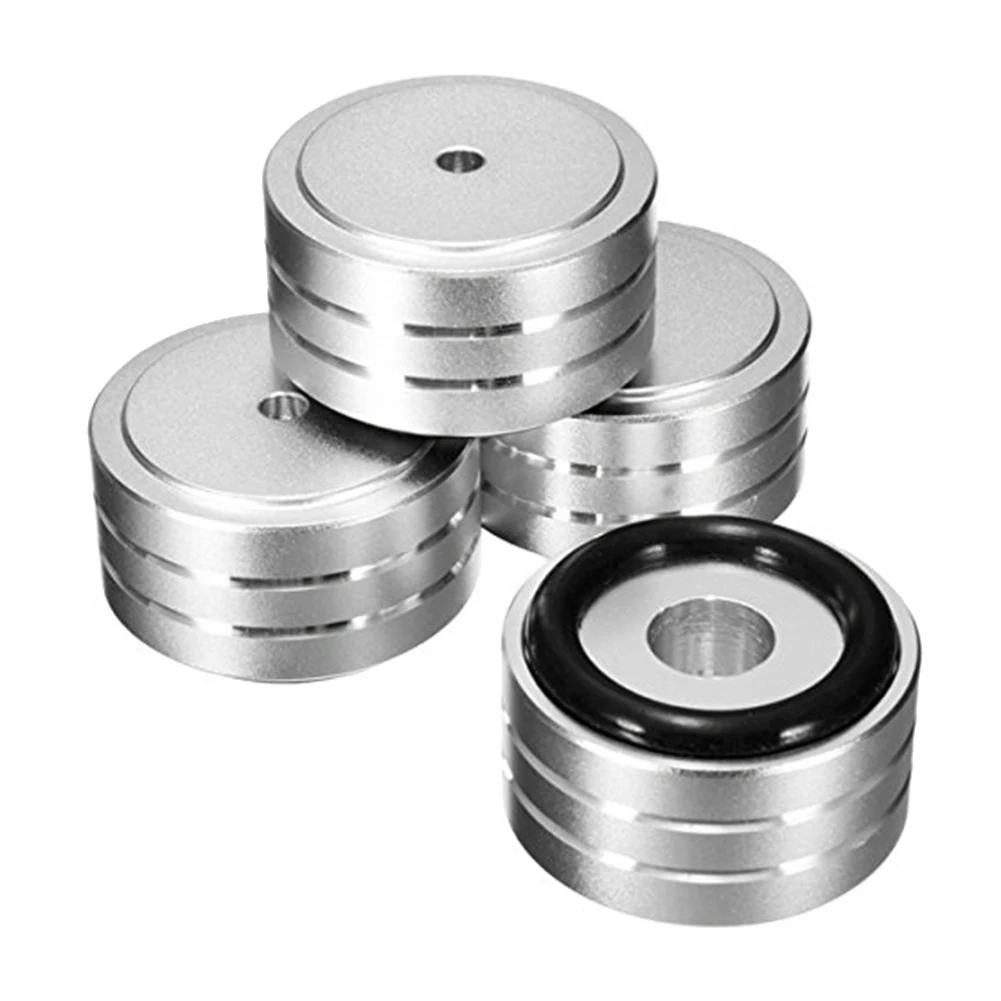 4Pcs 40X20mm Aluminum HIFI Speaker Isolation Stand Turntable Feet Pad (Silver)