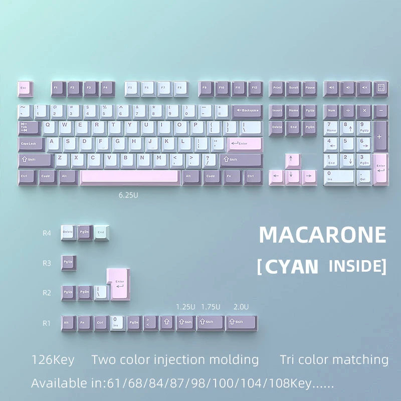 126Keys Keycap Cherry PBT for Mechanical Keyboard K86 K500 K617 GMK67 GMK87 RK ETC Game Keyboard for MX Switch Keyboard