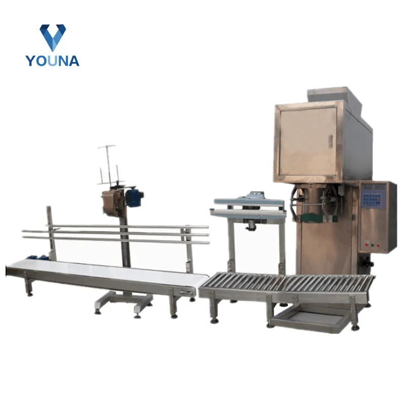 25kg 50kg Flour Grain Dry Powder Weighing Filling Sealing Semi Automatic Woven Bag Packing Machine