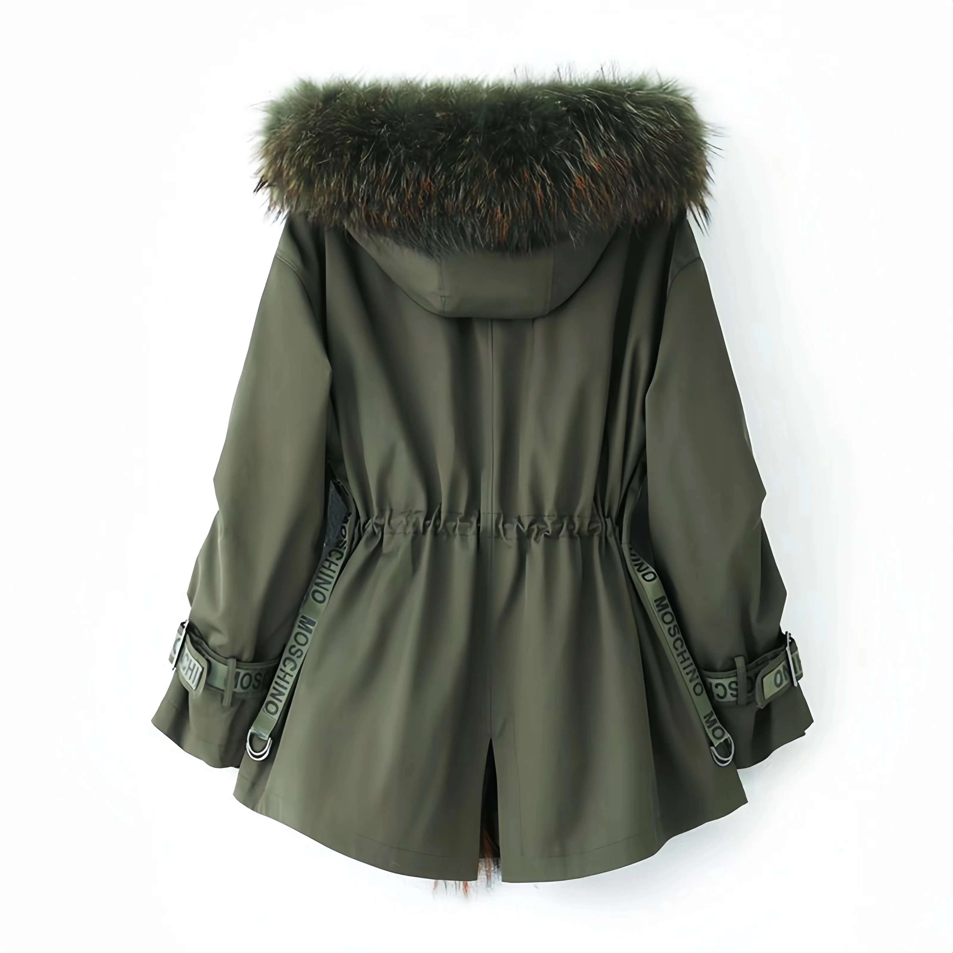 Cappotto in vera pelliccia di coniglio per le donne, Parka impermeabile, Cappuccio staccabile, Procione naturale, Collo in pelliccia per cani, Capispalla, Giacca invernale