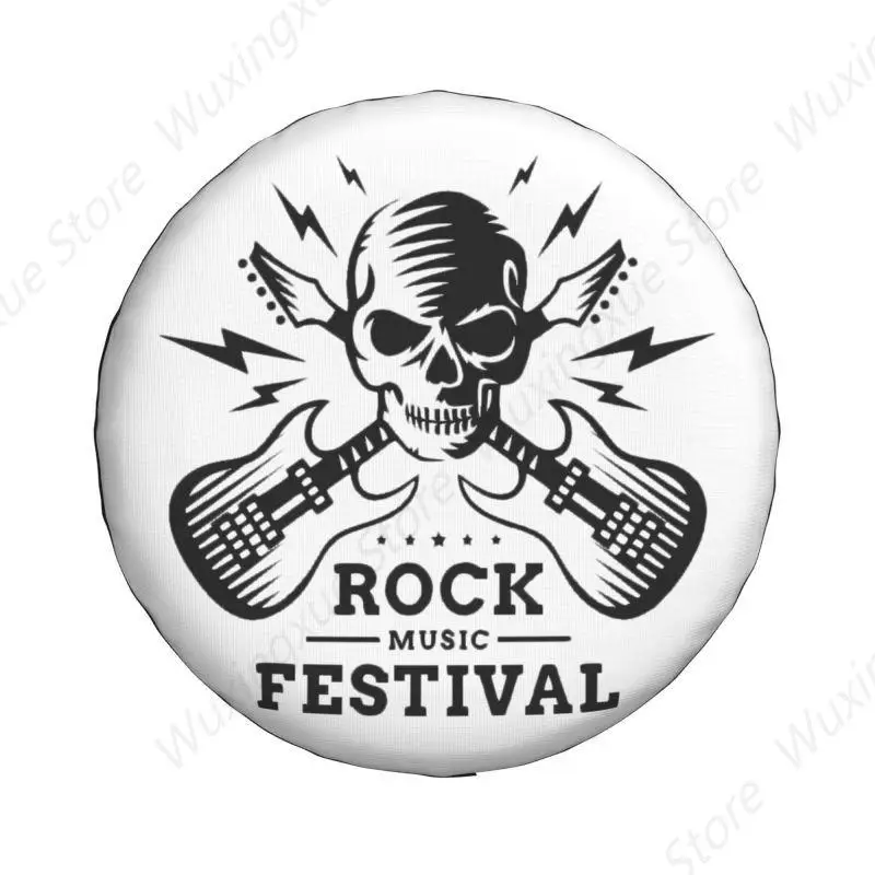 Music Festival Rock Spare Wheel Cover for Mitsubishi Pajero 4x4 RV Custom Heavy Metal Skull Tire Protector 14