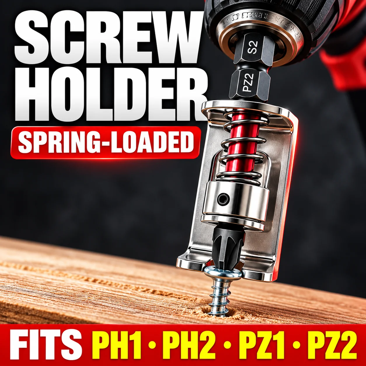 Spring-Type Screw Clamp Adapter Suitable for 50mm and Above Ph1/Ph2/Pz1/Pz2 Bits, Auxiliary Tool for Electric Drills and Electric Screwdrivers
