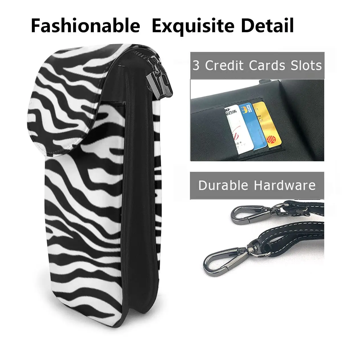 Leopard Zebra Print Shoulder Bag Animal Black White Line Aesthetic Leather Business Women Bags Female Gift Purse