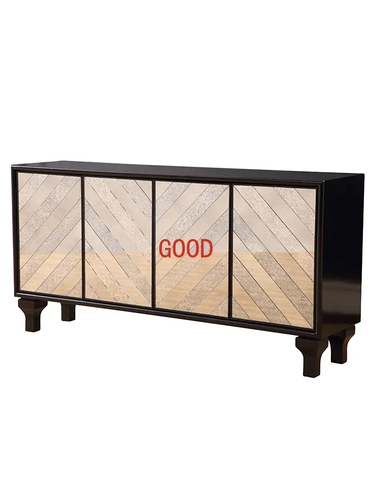 

Neoclassical multifunctional dining side cabinet retro mirror entrance cabinet