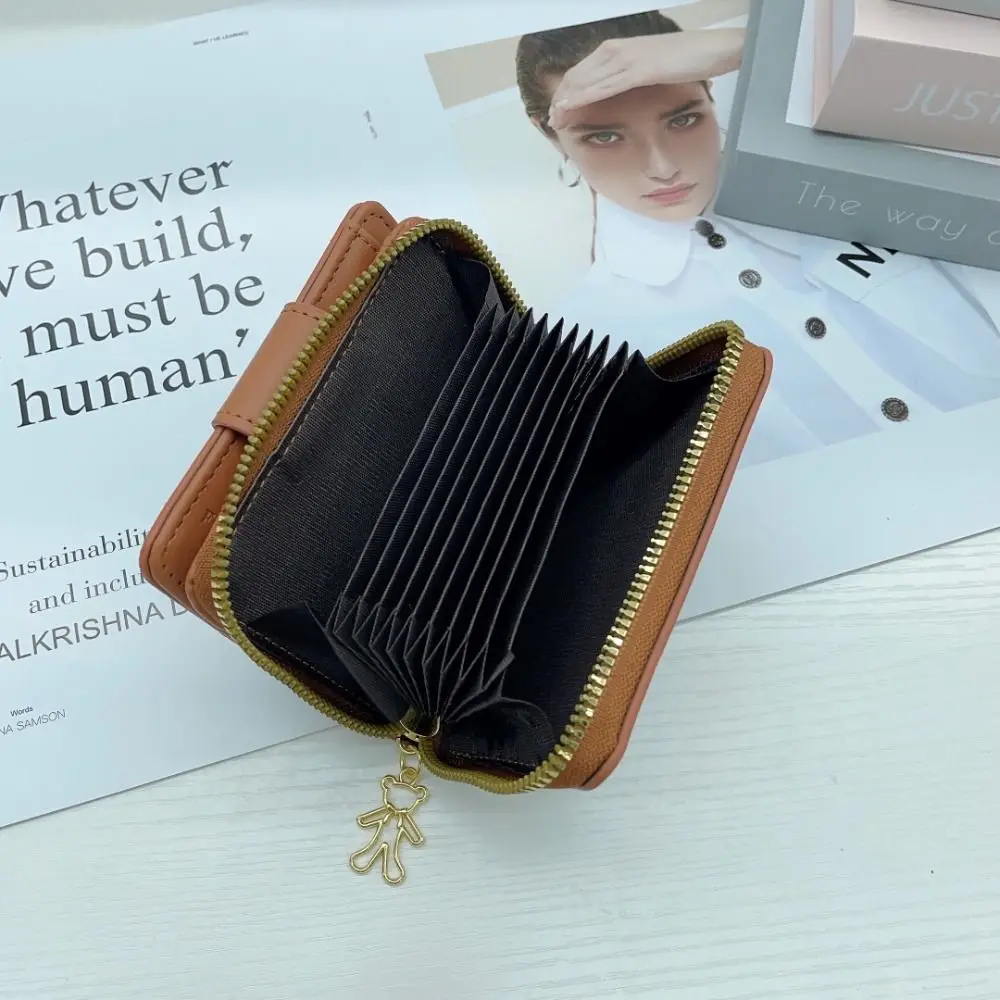 

Cute Integrated ID Card Bag Square Short Style Card Bag Multi Functional Little Bear Wallet Women