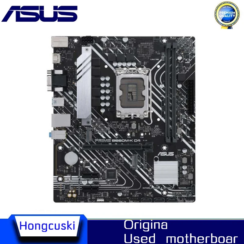 Used B660M For ASUS PRIME B660M-K D4 LGA 1700 DDR4  Motherboard B660 Supports CPU i5 10400f i3 12100f 12400f