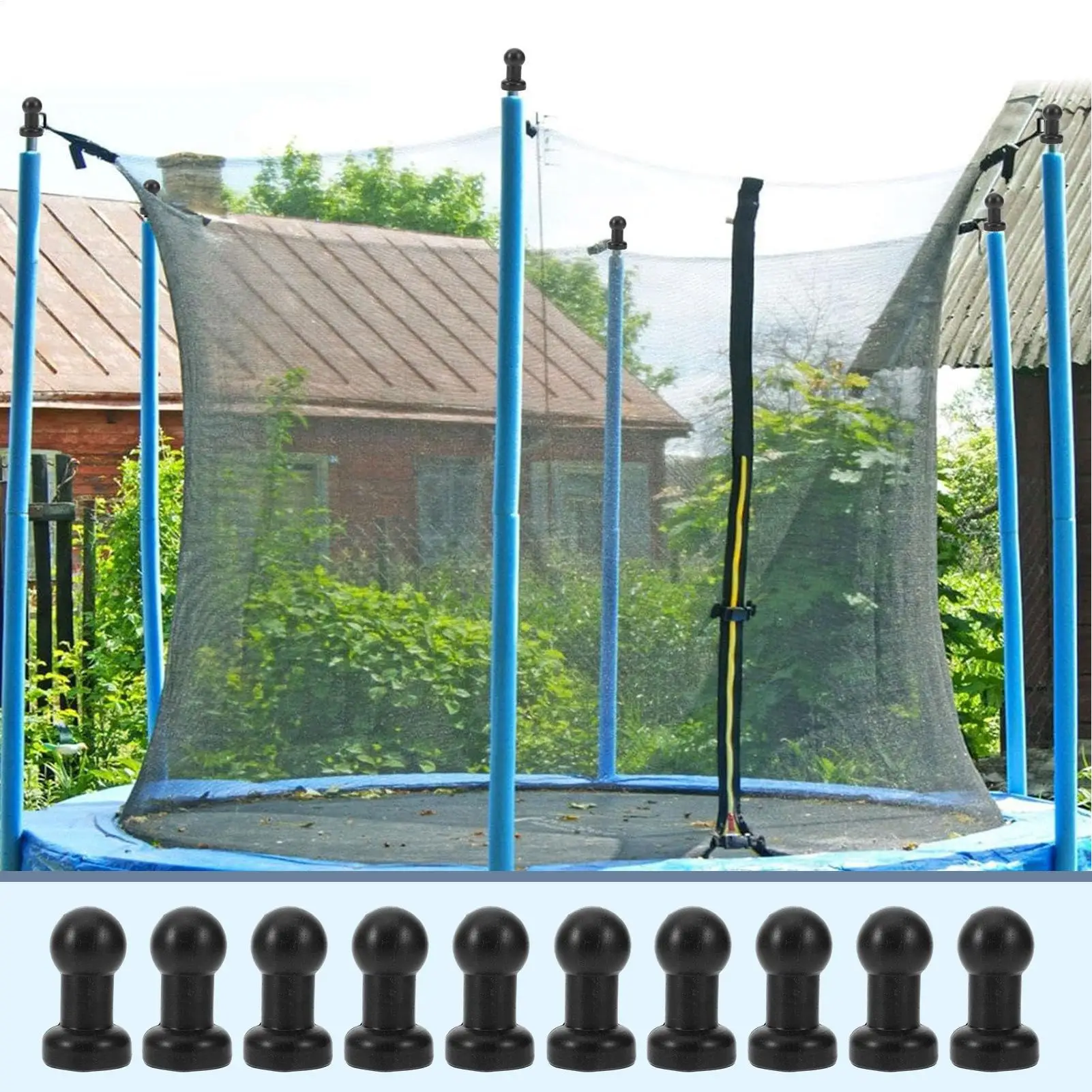 10PCS 2.5cm Trampoline Pole Hats Replacement Net Post Toppers Protective Caps For Safety Maintenance, Backyard Garden Park view 4