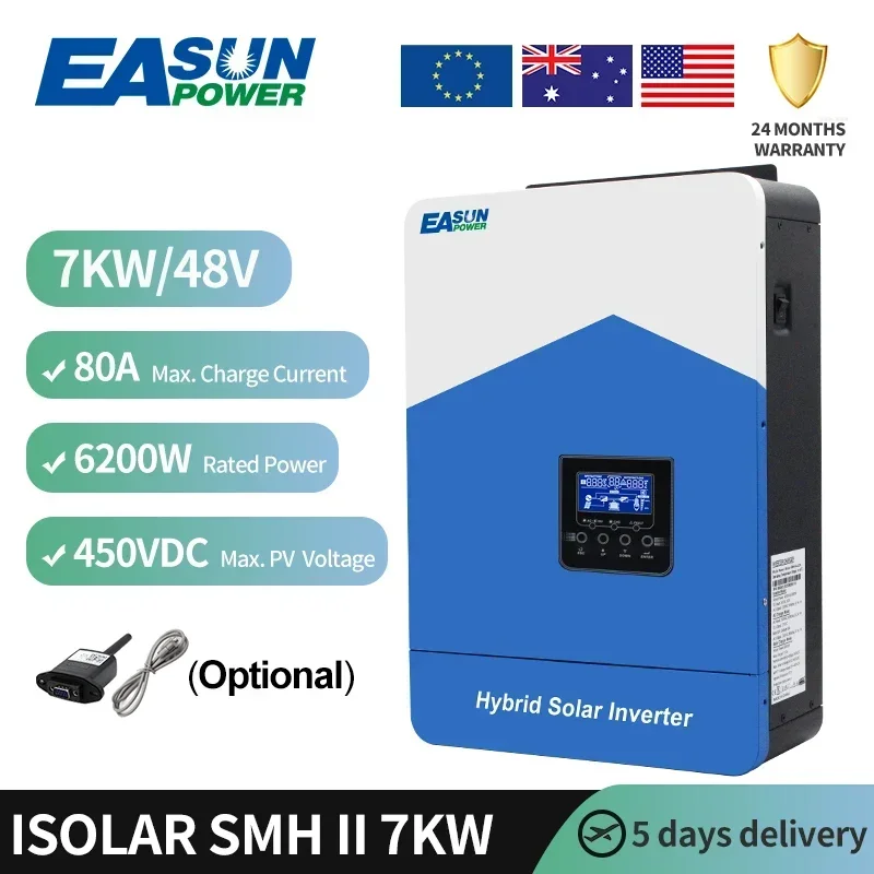 Easun  7KVA Solar Inverter 24V 48v Off Grid Inverter Pure Sine Wave Hybrid Solar Inverter with MPPT Charge Controller