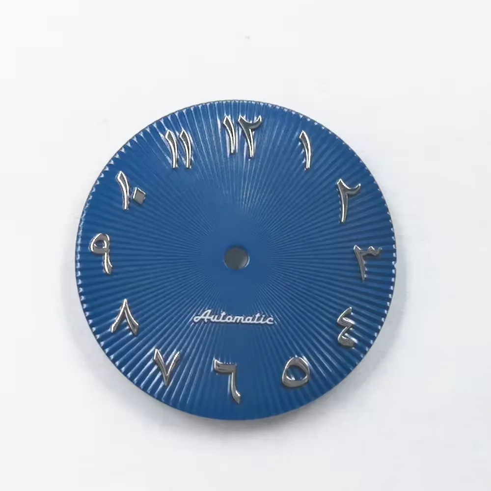 Neiton 29mm الأرقام العربية الاتصال الهاتفي أزرق أسود أبيض أخضر فضي ترصيع لا مضيئة لحركة NH35/NH36