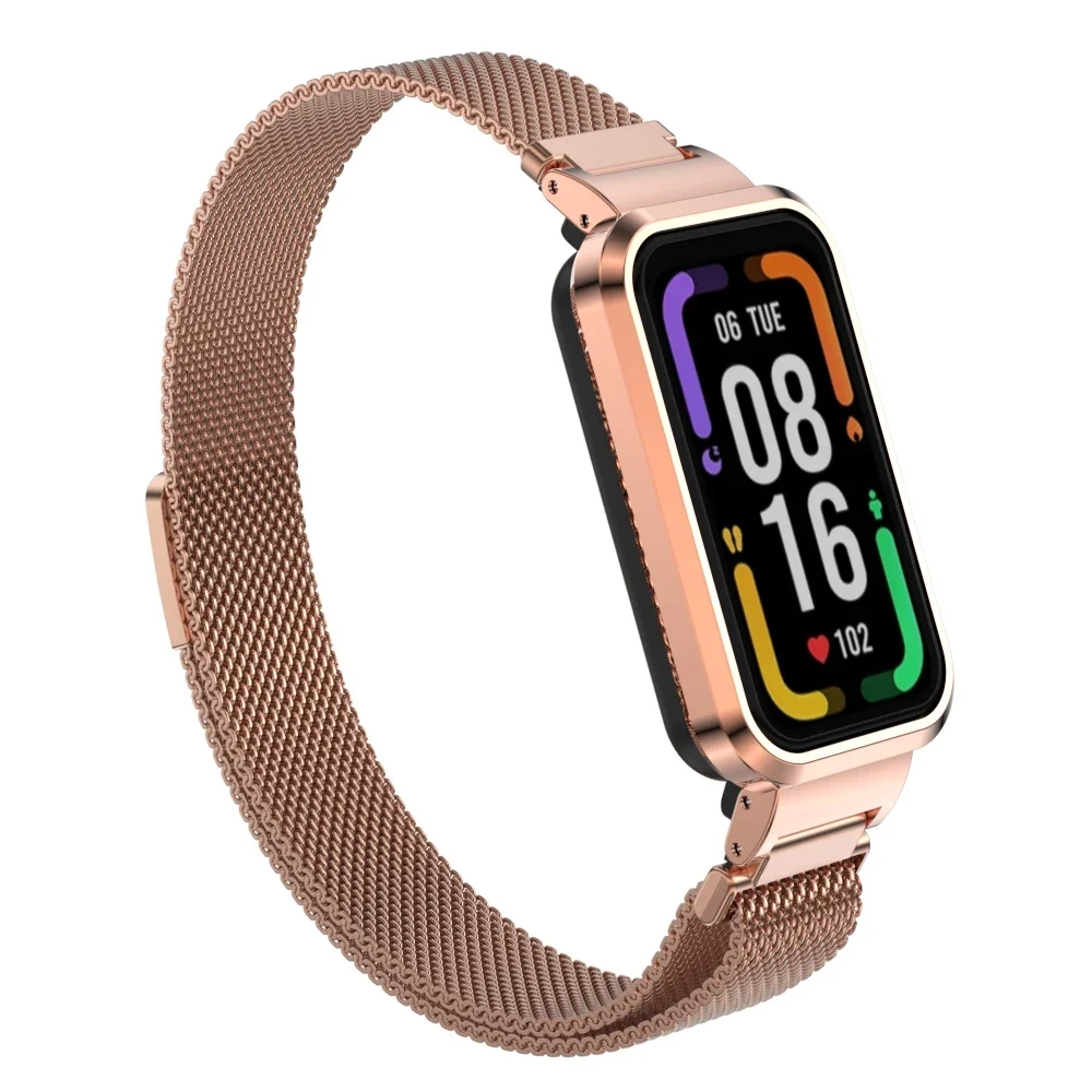 Suitable for Redmi band pro strap, Milan magnetic strap, metal protection one-piece strap Milanese Loop Magnetic Bracelet