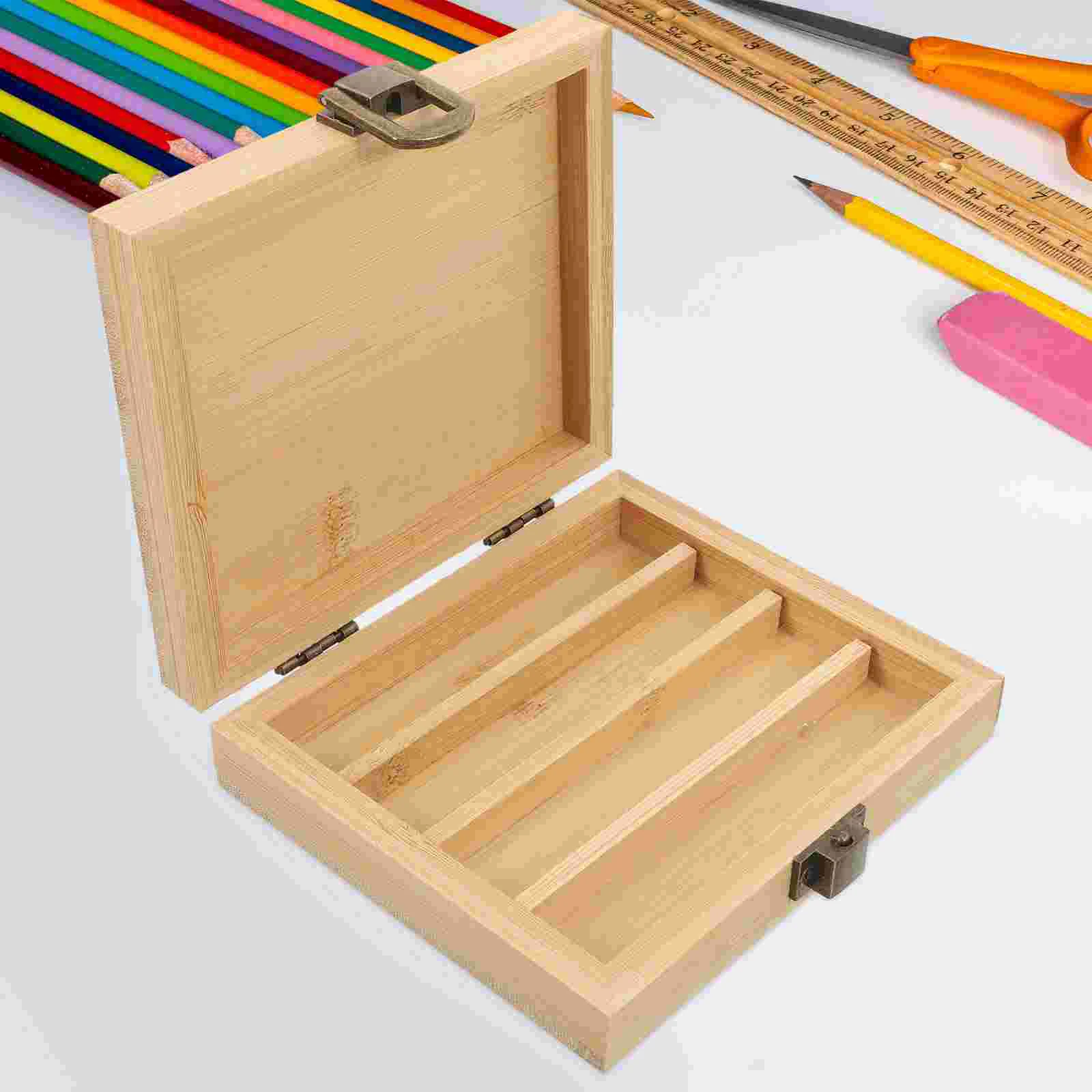 Watercolor Paint Box Container Tray Wooden Artist Palette Travel Case Organizer