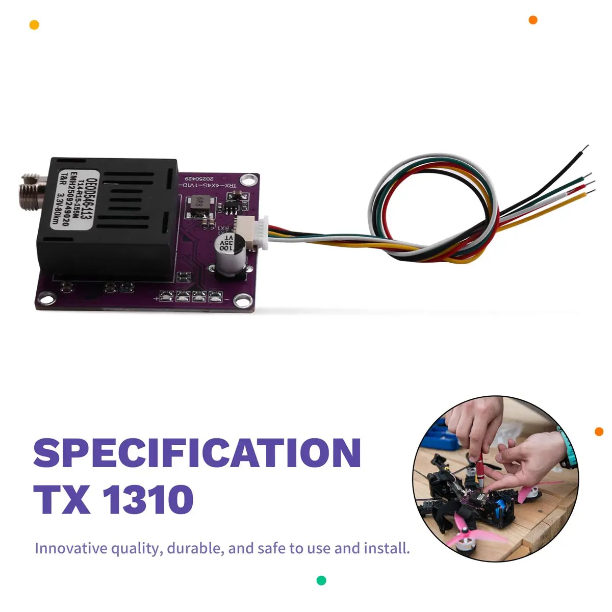 Y1646A*☀▃80KM TTL Optical Transceiver Module DC 5.5-26V Optical Terminal Equipment Drone-Specific TX SkyEnd