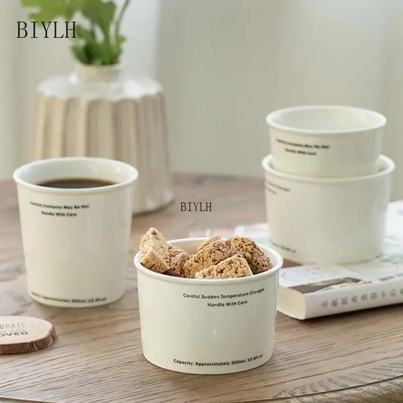 330 ML Ceramic Mug Simple Letter Coffee Cup Creative Imitation Paper Design Office Drinking Water Household Breakfast Milk Cup