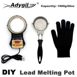 Adygil Lead Melting Pot for Fishing Sinker Mold, Fishing Jig Mold, Capactity: 1680g/60oz Power: 1500w Voltage: 220v/110v