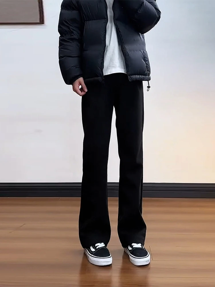 

Cleanfit Black 517 Men's Jeans Fleece Lined High Street Style Straight Leg Micro Flared Pants Casual Youth Summer Jeans