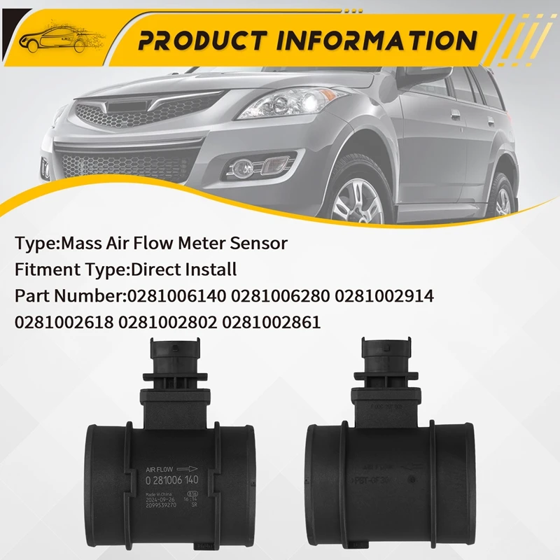 0281006140 Car Mass Air Flow Meter Sensor For Great Wall Haval JMC Jiangling Kaiyun Isuzu 0281006280 0281002914