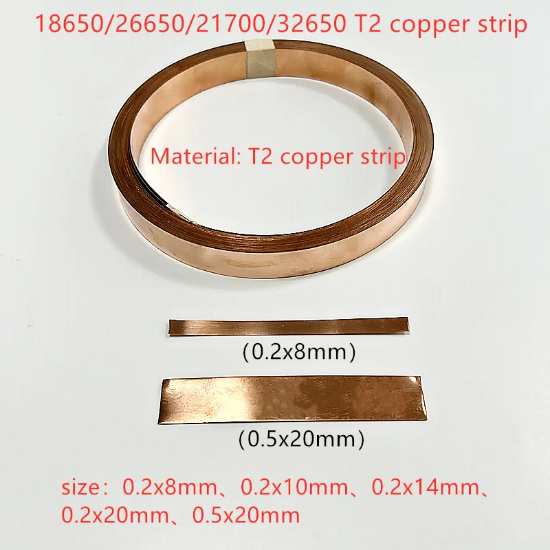 

1Mtere T2 Copper Strip Strap For 18650 21700 26650 Lithium Battery Connection Nickel Plated Strip Spot Welding