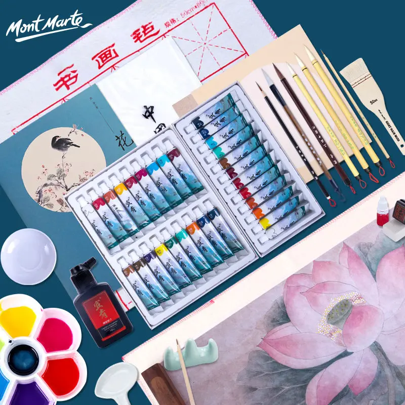 Boîte à outils pour peinture chinoise, ensemble d'outils pour encre à pigments, coffret de pinceaux en feutre