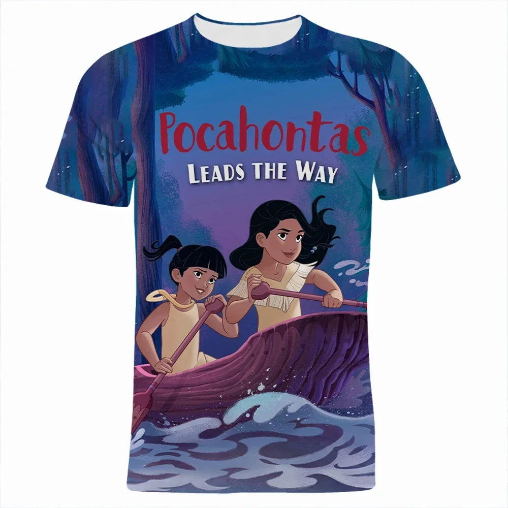 

New Disney Anime Pocahontas T Shirt Tops Teen Boy Girl Kids 3d Print Casual Short Sleeve Summer T-shirt Male Female Clothes